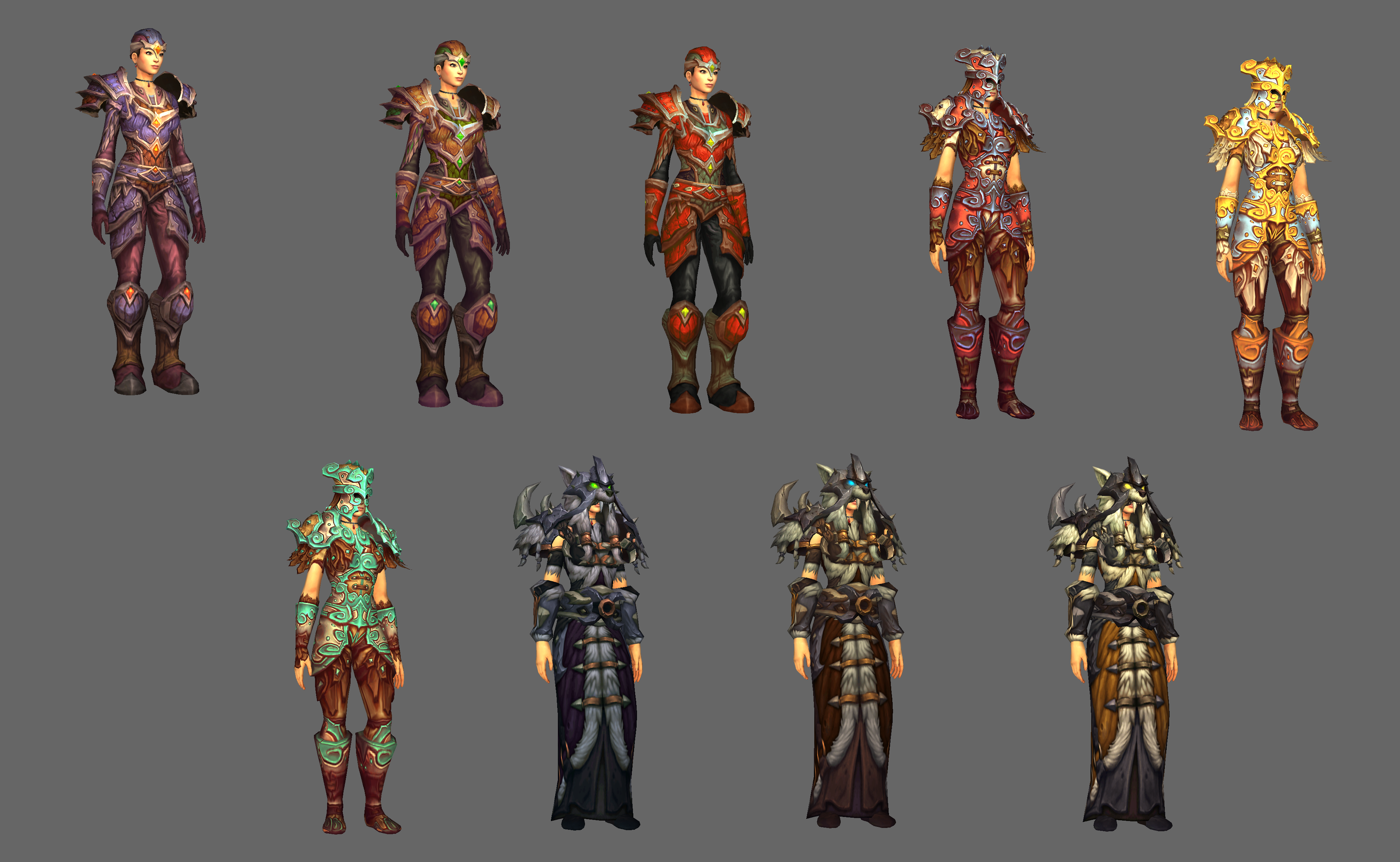 [a variety of pandaria armor sets]