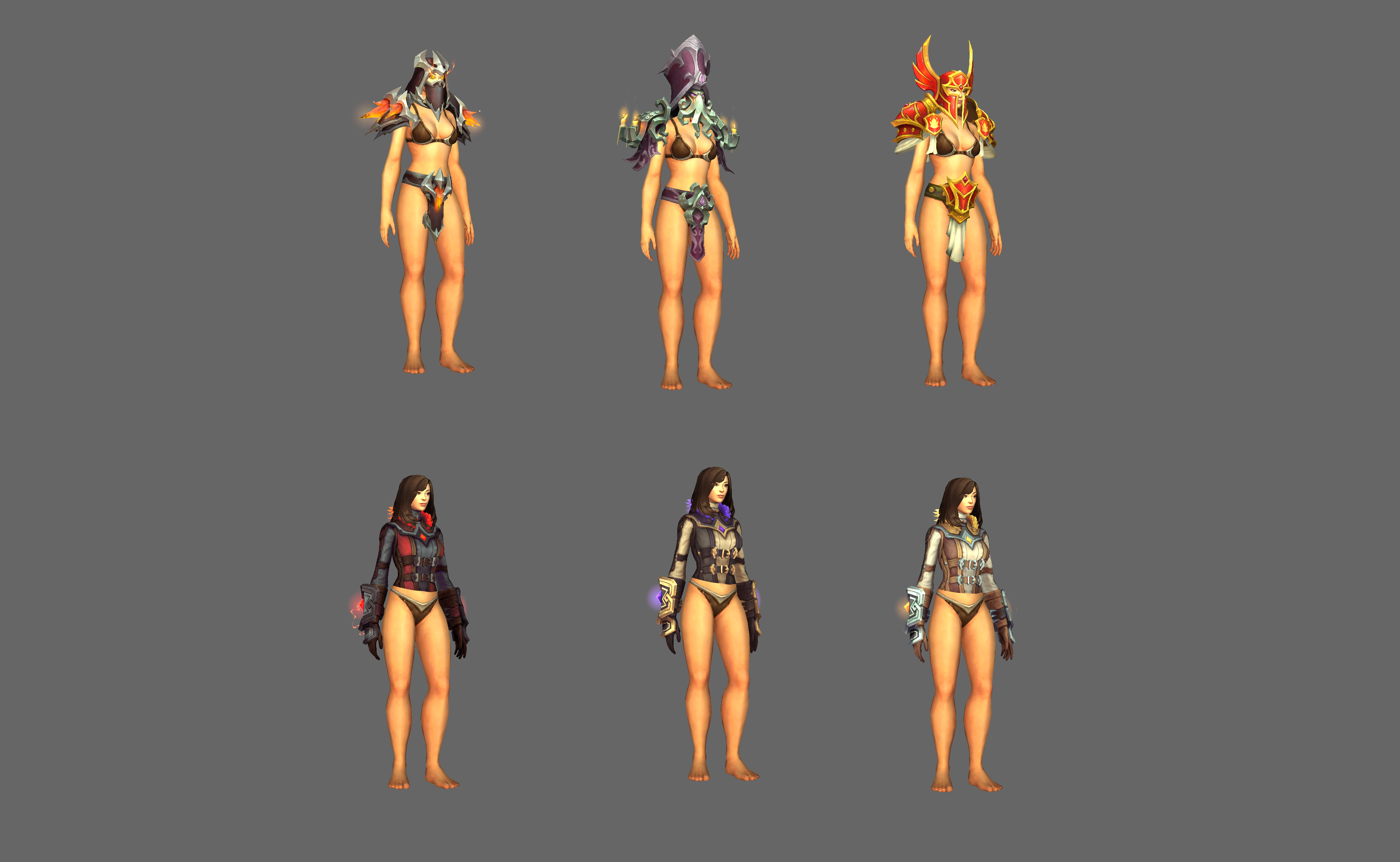 [a variety of trading post helm/shoulder/belt armor sets]