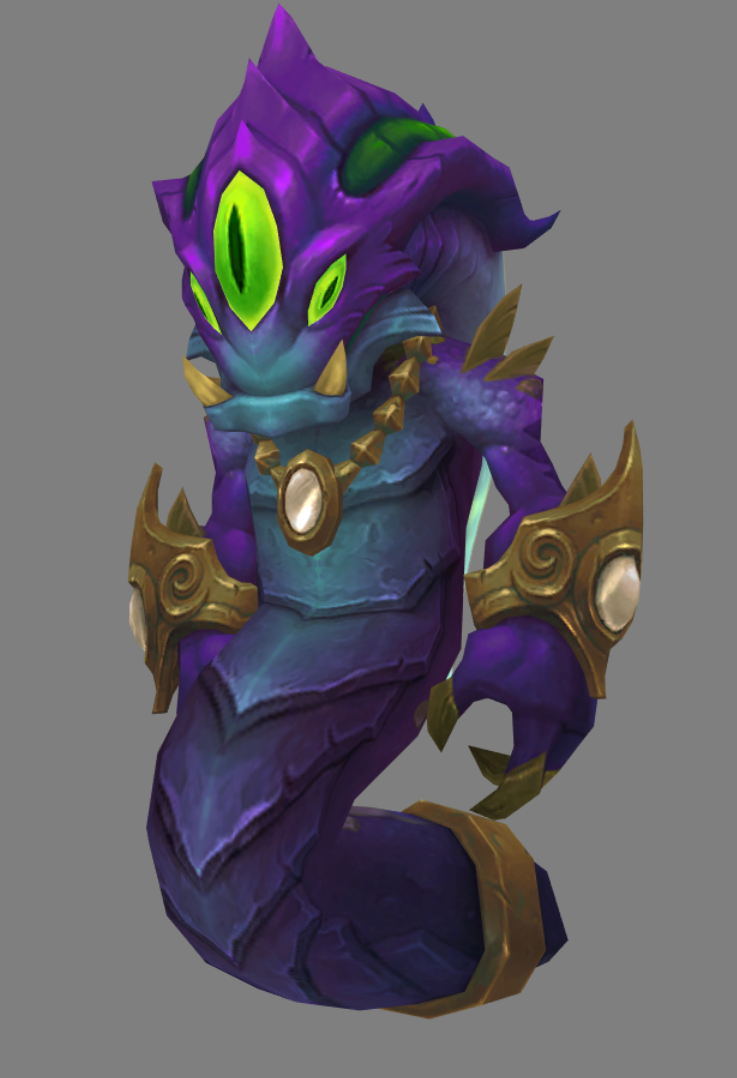 [a naga minipet colored in purple with prominent 3 eyes similar to Azshara]