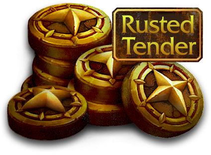 [An image that displays a stack of Trader's Tender coins, with the label 'Rusted Tender'. The coins are slightly off color, faded, and have a rust-like texture on the edges.]